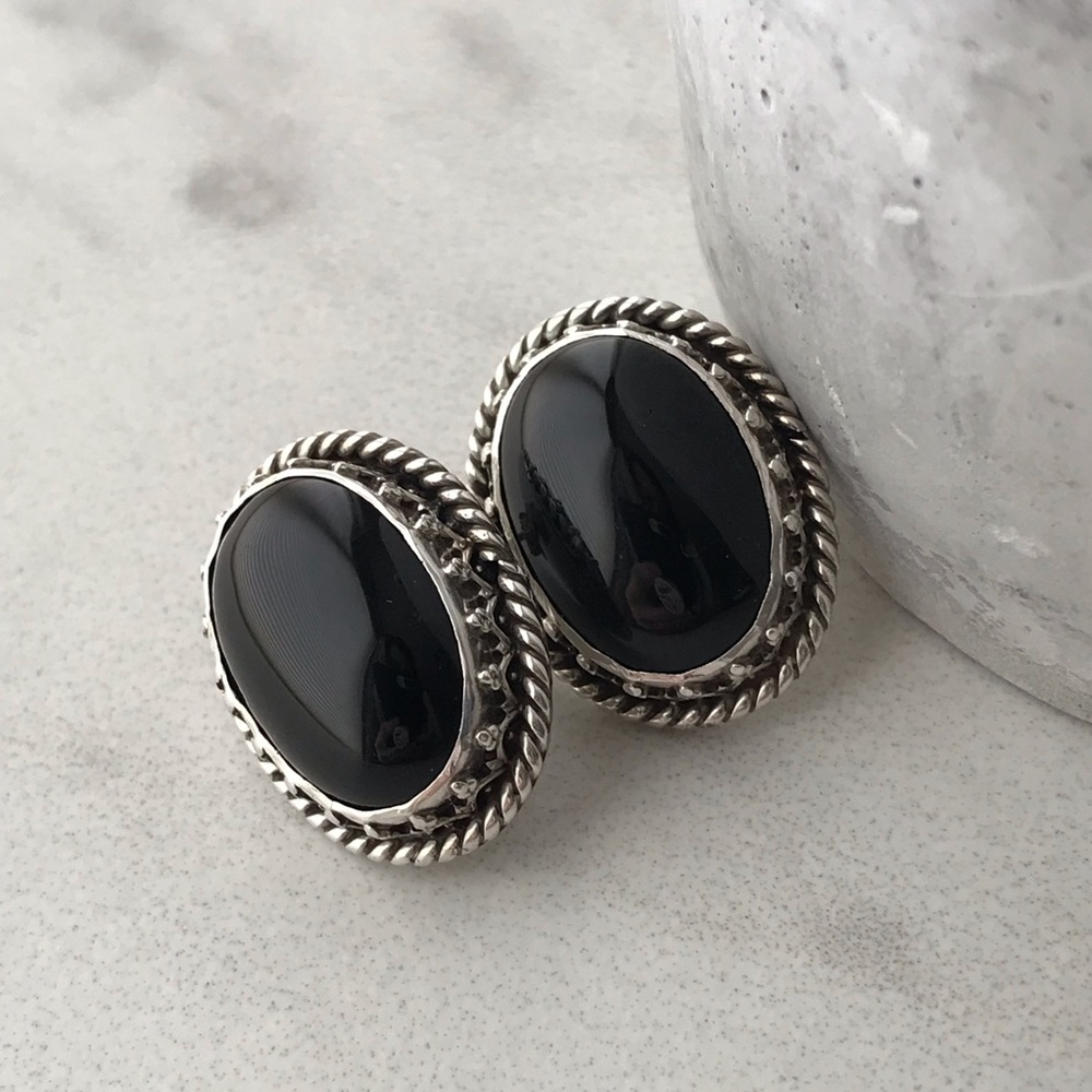 Black Onyx Post Earrings